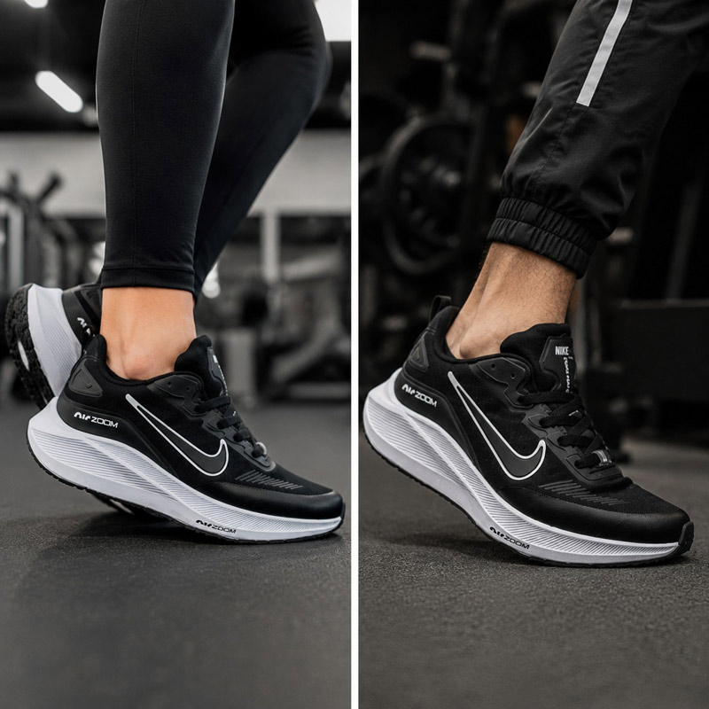 کفش و کتانی اسپرت مردانه و زنانه مدل نایک زوم NIKE_ZOOM رنگ مشکی سفید کد 41869