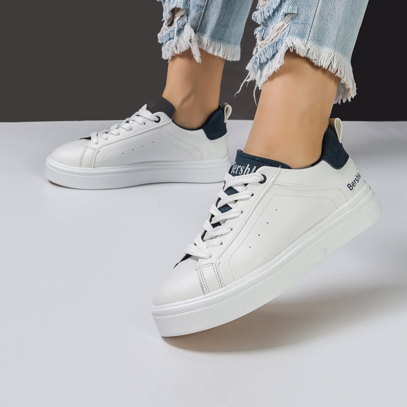 کفش و کتانی ونس راحتی زنانه و دخترانه مدل برشکا bershka رنگ سفید سرمه ای کد M1455