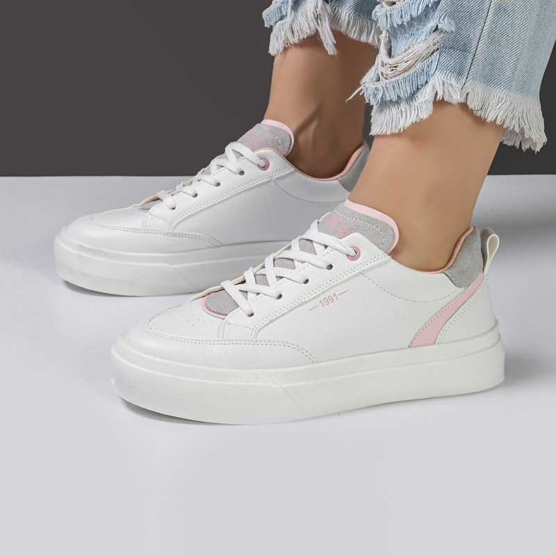 کفش و کتانی ونس راحتی زنانه و دخترانه مدل برشکا bershka رنگ سفید صورتی کد M1460