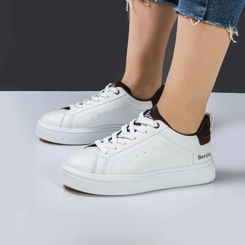 کفش و کتانی ونس راحتی زنانه و دخترانه مدل برشکا bershka رنگ سفید قهوه ای کد M1459
